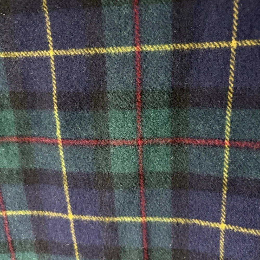 Polo Ralph Lauren Made in Italy Tartan Wool Scarf Pony Logo Italian Navy Green